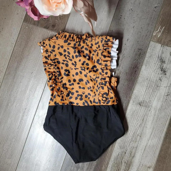 SHEIN Baby Girl Animal Print One Piece Ruffle Swimsuit Size 80 NWOT - Picture 8 of 9